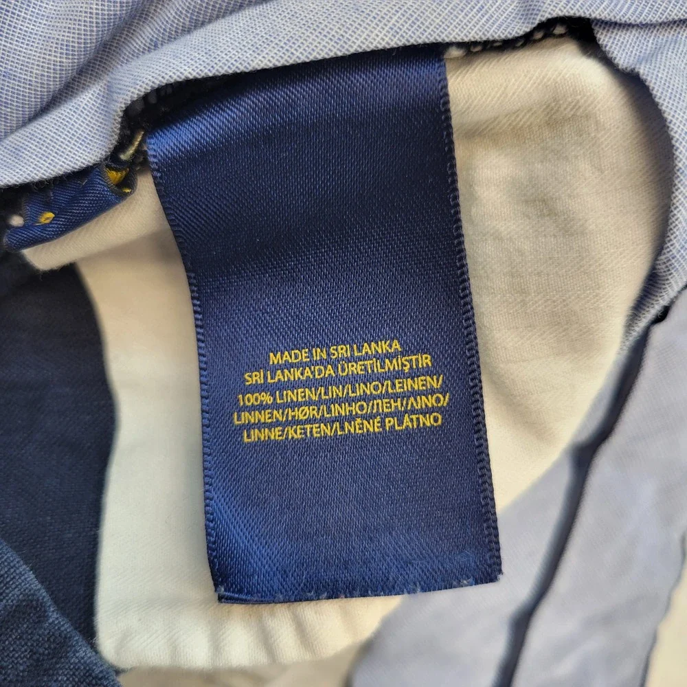 Polo Ralph Lauren Linen Pants Mens 32x32 Navy Blue Slim Fit Trousers